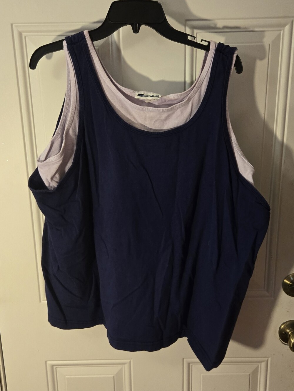 Vintage Jacques Moret 100% Dual Layered Tank Top Navy Purple Size 2x